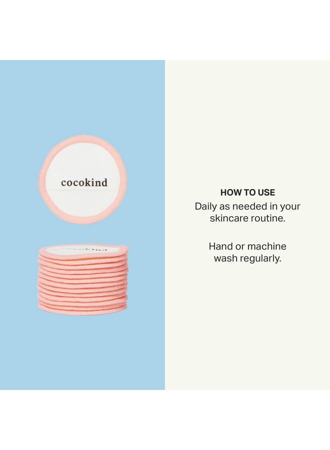Cocokind دوائر وجه قابلة لإعادة الاستخدام، وسادات مزيل مكياج قابلة لإعادة الاستخدام، مصنوعة من الخيزران والقطن، دوائر قطنية قابلة للغسل مع حقيبة، 14 قطعة - Image 4